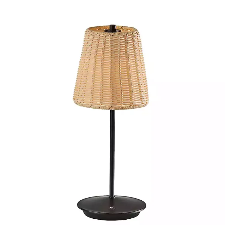 Kirklands Home Metal Rattan Shade Cordless Table Lamp Black Sale