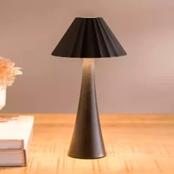 Kirklands Home Metal Ribbed Rechargeable Touch Lamp Black New