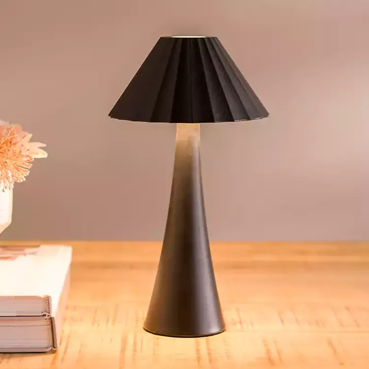 Kirklands Home Metal Ribbed Rechargeable Touch Lamp Black New