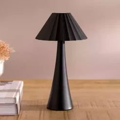 Kirklands Home Metal Ribbed Rechargeable Touch Lamp Black New