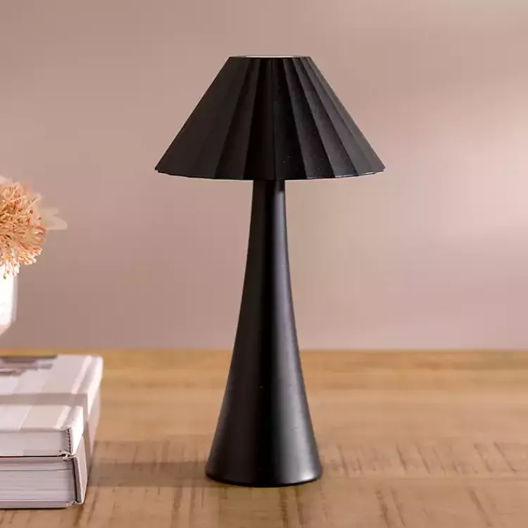 Kirklands Home Metal Ribbed Rechargeable Touch Lamp Black New