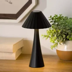 Kirklands Home Metal Ribbed Rechargeable Touch Lamp Black New