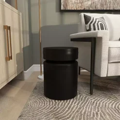 Kirklands Home Metal Round Drum Accent Table Black Best