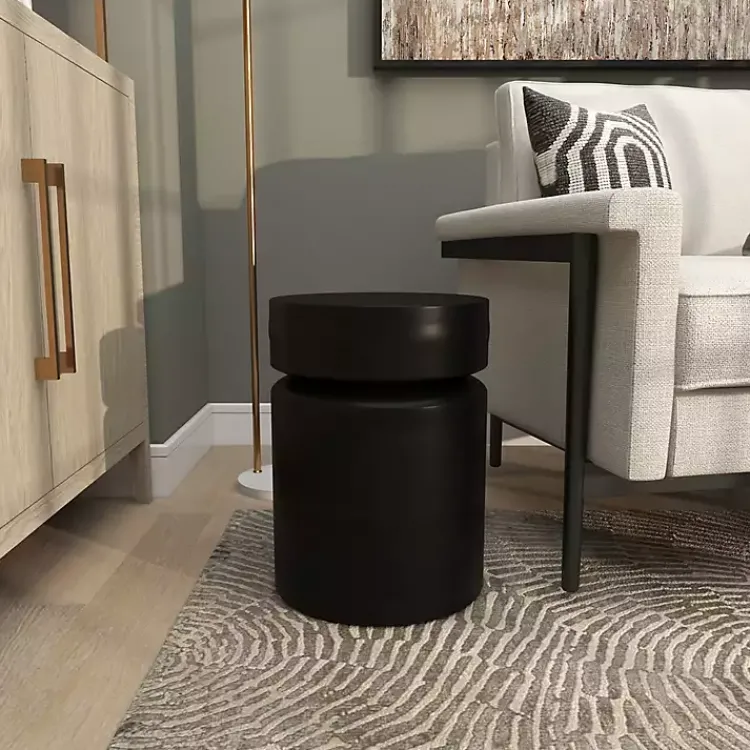 Kirklands Home Metal Round Drum Accent Table Black Best