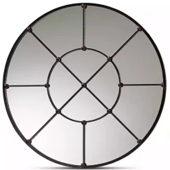 Kirklands Home Metal Round Geometric Pane Wall Mirror Black Online