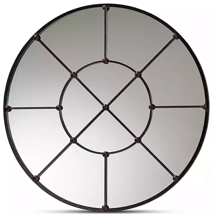 Kirklands Home Metal Round Geometric Pane Wall Mirror Black Online