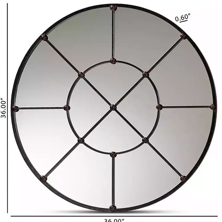 Kirklands Home Metal Round Geometric Pane Wall Mirror Black Online