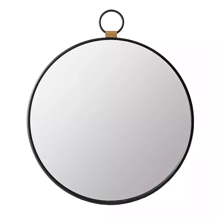 Kirklands Home Black Metal Round Top Loop Wall Mirror Outlet