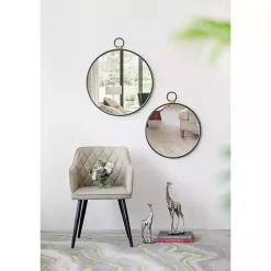 Kirklands Home Black Metal Round Top Loop Wall Mirror Outlet