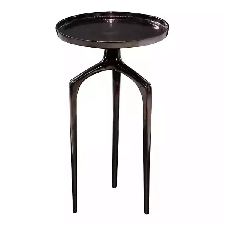 Kirklands Home Metal Round Tripod Accent Table Black Outlet