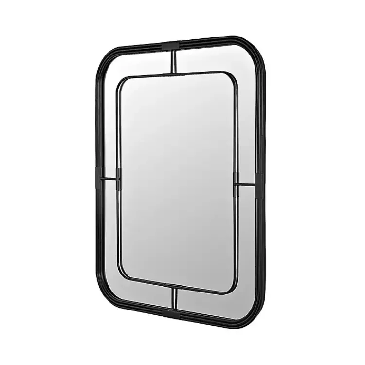 Kirklands Home Black Metal Rounded Corner Frame Wall Mirror New
