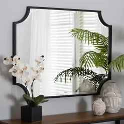 Kirklands Home Black Metal Scalloped Rectangle Wall Mirror Outlet