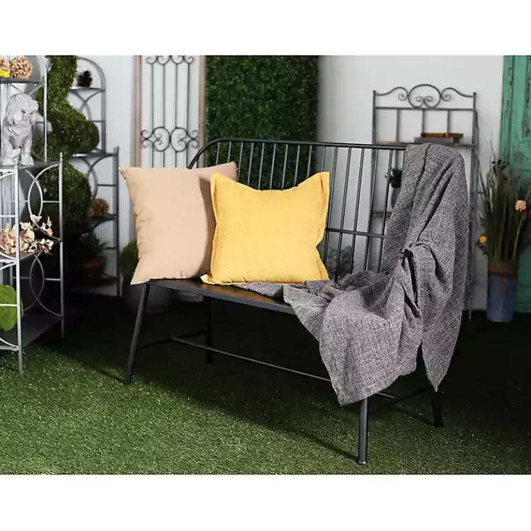 Kirklands Home Metal Slatted Back Outdoor Bench Black Sale