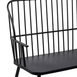 Kirklands Home Metal Slatted Back Outdoor Bench Black Sale