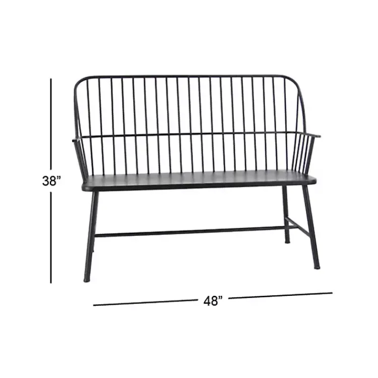 Kirklands Home Metal Slatted Back Outdoor Bench Black Sale