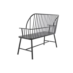 Kirklands Home Metal Slatted Back Outdoor Bench Black Sale
