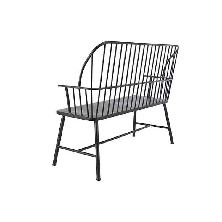Kirklands Home Metal Slatted Back Outdoor Bench Black Sale