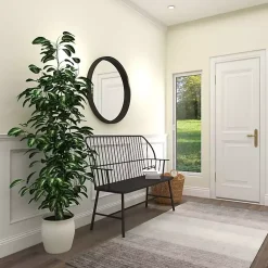 Kirklands Home Metal Slatted Back Outdoor Bench Black Sale