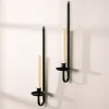 Sconces>Kirklands Home Black Metal Taper Candle Holder Sconces, Set of 2