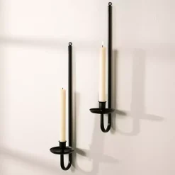 Sconces>Kirklands Home Black Metal Taper Candle Holder Sconces, Set of 2