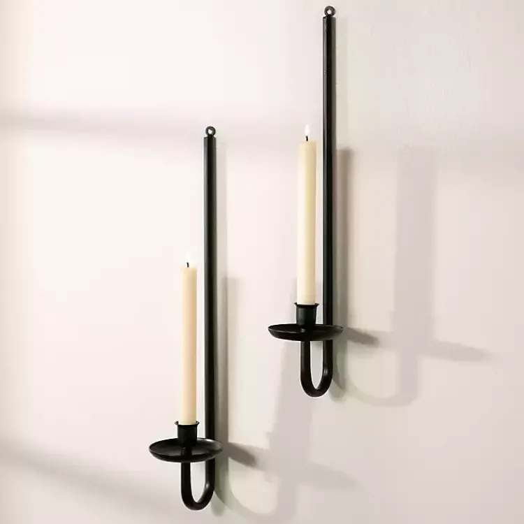 Sconces>Kirklands Home Black Metal Taper Candle Holder Sconces, Set of 2
