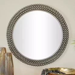 Kirklands Home Metal Tiered Bead Frame Wall Mirror Black Sale