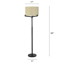 Kirklands Home Black Metal Tri-Arm Floor Lamp Tan Outlet