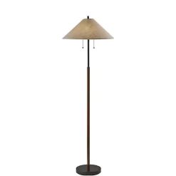Kirklands Home Black Metal Walnut Flare Pulls Floor Lamp Tan Hot