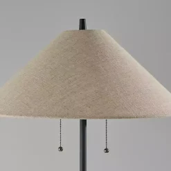 Kirklands Home Black Metal Walnut Flare Pulls Floor Lamp Tan Hot