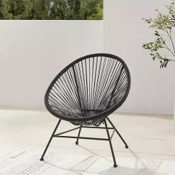Kirklands Home Metal Wicker Outdoor Chair Black Clearance