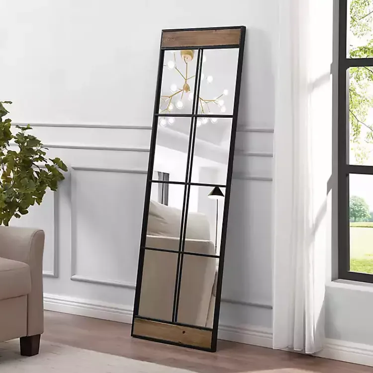 Kirklands Home Black Metal Window Grid Standing Mirror Clearance