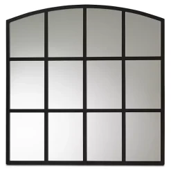 Kirklands Home Black Metal Windowpane Arched Wall Mirror Online