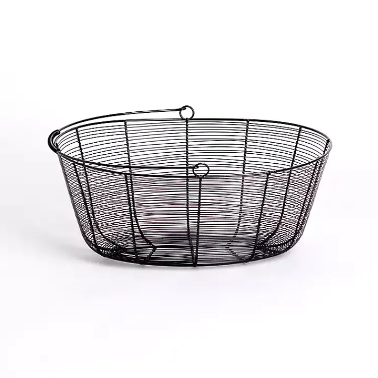 Baskets & Boxes>Kirklands Home Metal Wire Basket with Handle Black