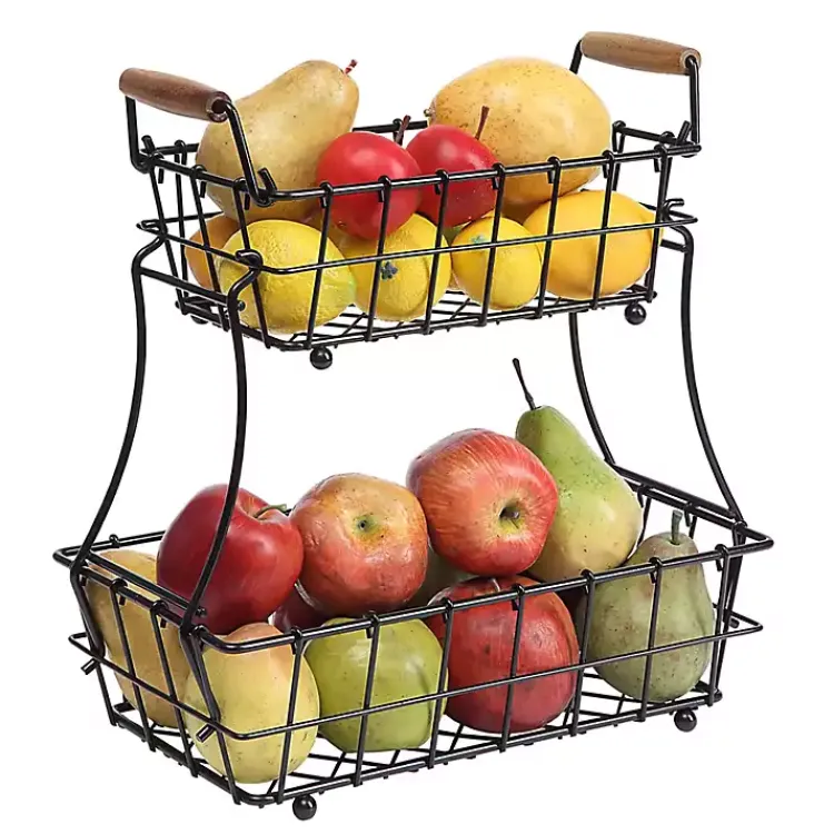 Kirklands Home Metal Wire Stackable Kitchen Baskets Black Outlet