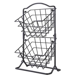Kirklands Home Metal Wire 2-Tier Square Kitchen Basket Black Hot