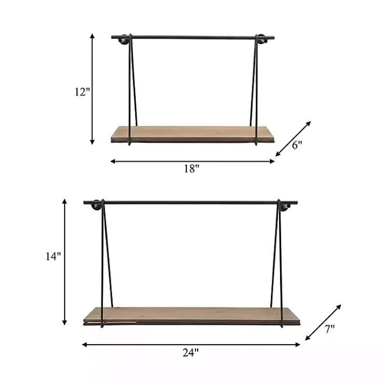 Kirklands Home Black Metal Wood Swing Wall Shelves, Set of 2 Online