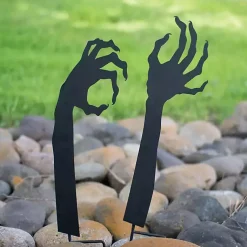 Halloween>Kirklands Home Metal Zombie Halloween Lawn Stakes, Set of 2 Black