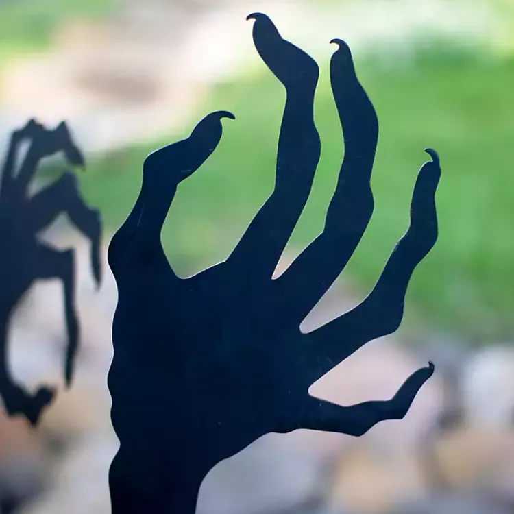 Halloween>Kirklands Home Metal Zombie Halloween Lawn Stakes, Set of 2 Black