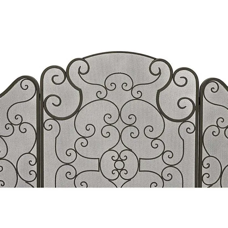 Fireplace Accessories>Kirklands Home Black Metallic Scroll Three-Panel Fire Screen