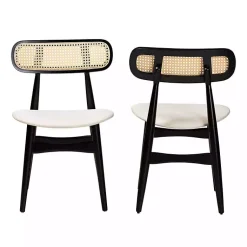 Kirklands Home Black Mid-Century Modern Dining Chairs, Set of 2 White Discount