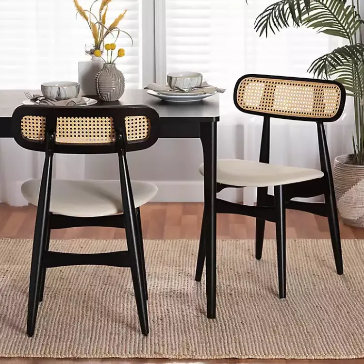 Kirklands Home Black Mid-Century Modern Dining Chairs, Set of 2 White Discount