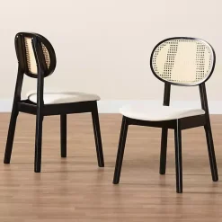 Kirklands Home Black Mid-Century Modern Dining Chairs, Set of 2 White Discount
