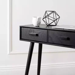 Kirklands Home Mid-Century Modern 3-Drawer Console Table Black New