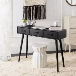 Kirklands Home Mid-Century Modern 3-Drawer Console Table Black New