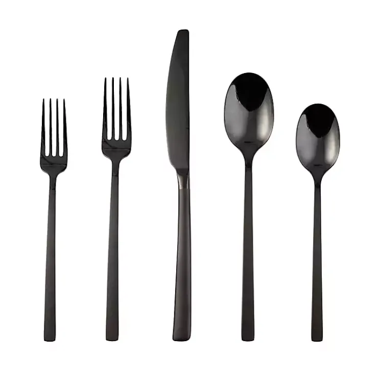 Kirklands Home Mirrored Steel 20-pc. Flatware Set Black Hot