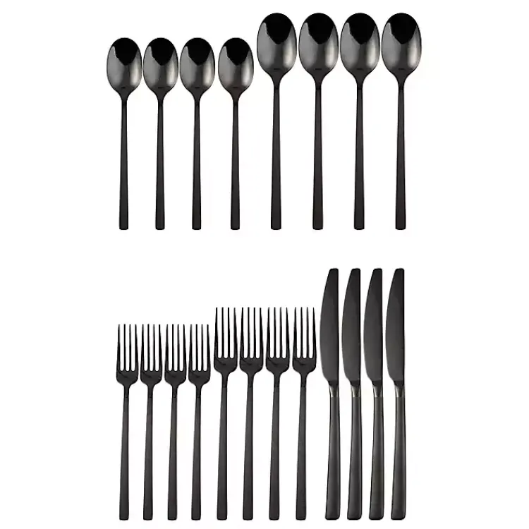 Kirklands Home Mirrored Steel 20-pc. Flatware Set Black Hot