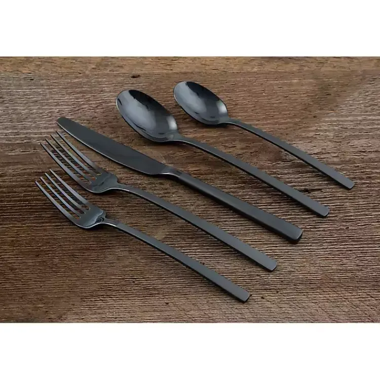 Kirklands Home Mirrored Steel 20-pc. Flatware Set Black Hot