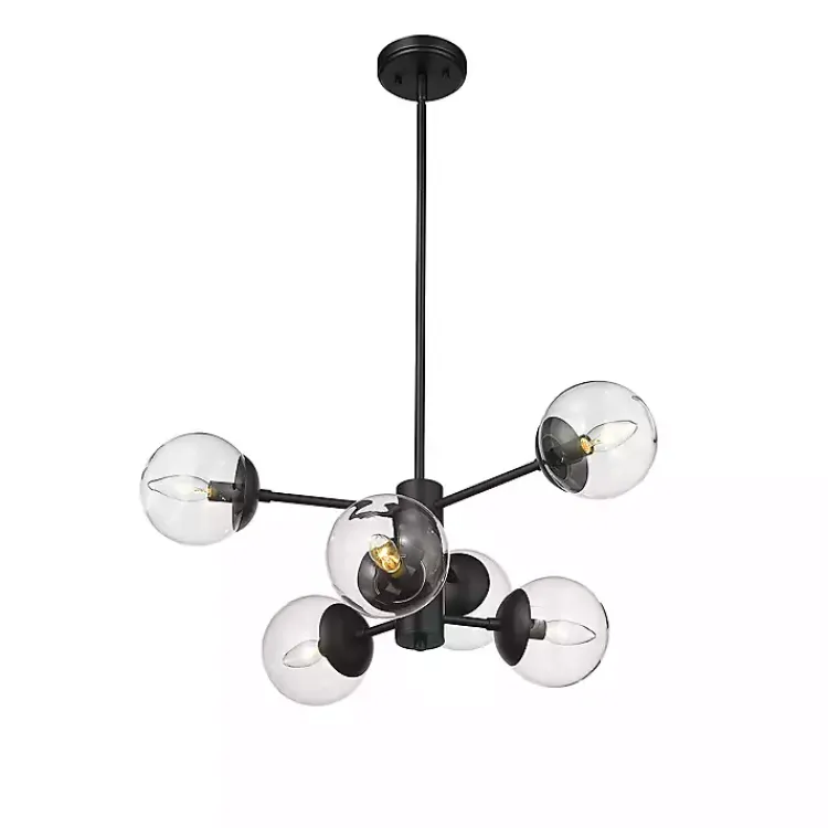 Kirklands Home Mod 5-Arm Globe Chandelier Black Hot