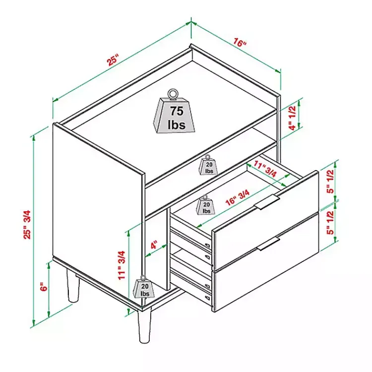 Kirklands Home Modern Frame Wood Nightstand Black New
