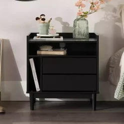 Kirklands Home Modern Frame Wood Nightstand Black New